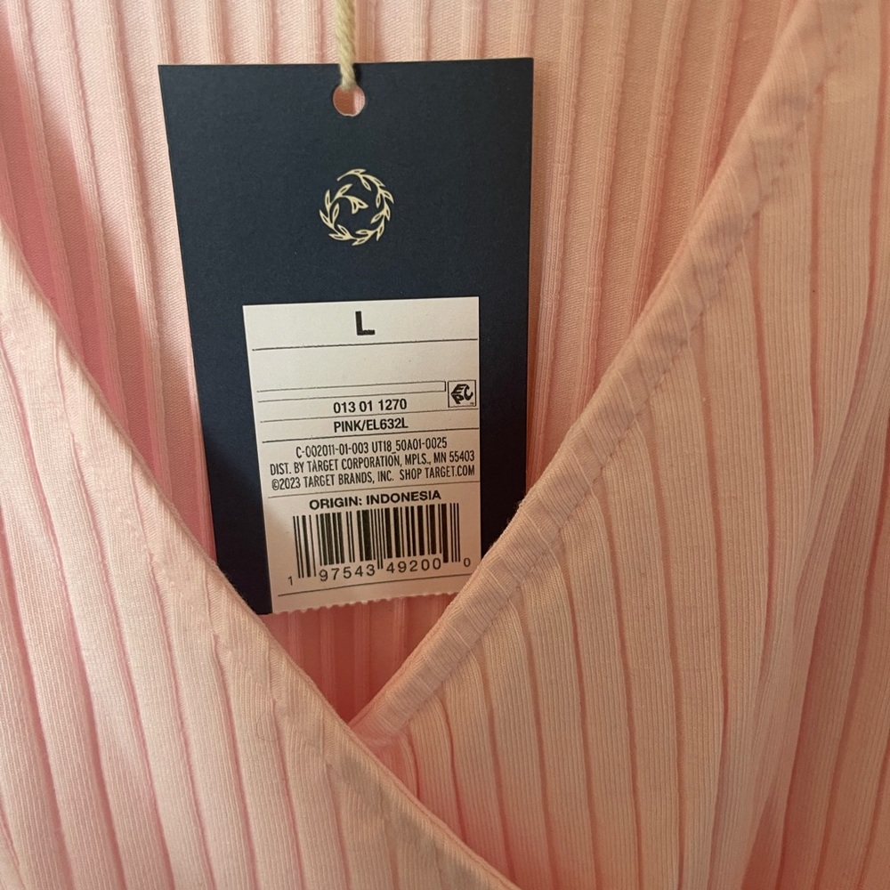 Universal Thread Pink Ribbed Wrap Blouse - Picture 4 of 5